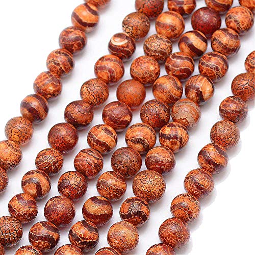 Perlin - 18Stk Tibet DZI Achat Buddha Perlen 8mm Natur Effloresce Edelstein Rund Tibetanischer Beads Halbedelstein Schmuckperlen Schmuckstein Perle Zum Fädeln für DIY Kette Basteln G788 von Perlin