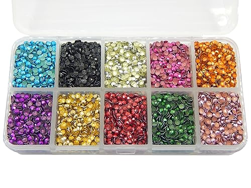 Perlin 20000 Stück Hotfix Metall-Nieten Studs 10 Farben mit Sortierbox Rhinestuds Octagon Thermo Selbstklebend zum Aufbügeln Bügelnieten (2mm) von Perlin