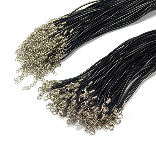 Perlin 20stk. Halsband Kunstleder Schwarz Halskette Schmuckband Kette mit Karabinerverschluss und Verlängerungskette Set Band Kautschukband Halsketten für DIY Schmuck Herstellung C116 x2 Perlin 20stk. Halsband Kunstleder Schwarz Halskette Schmuckband Kette mit Karabinerverschluss und Verlängerungskette Set Band Kautschukband Halsketten für DIY Schmuck Herstellung C116 x2 von Perlin