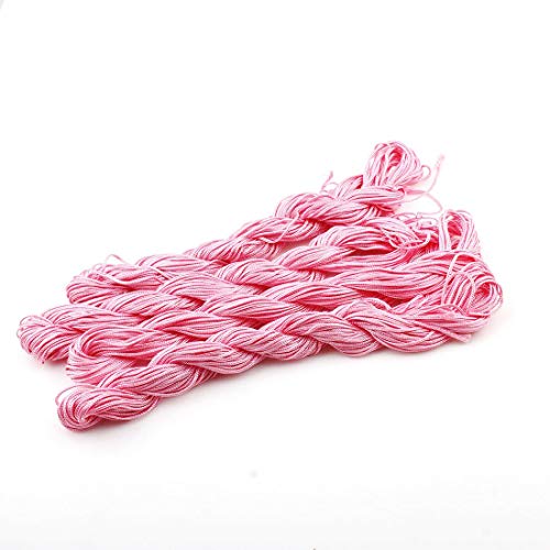 Perlin 30 Meter Makramee Garn 1mm Schnur, Schmuckschnur, Schmuckfaden für DIY Handwerk Machen (Rosa) von Perlin