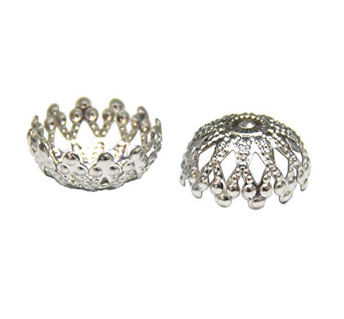 Perlin 30stk Edelstahl Filigrane Perlkappen Perlenkappen 12mm Metall Spacer Zwischenperlen Zwischenteile Endkappen Silber Metallperlen Für Schmuck Perlen Kette Armband M581 von Perlin