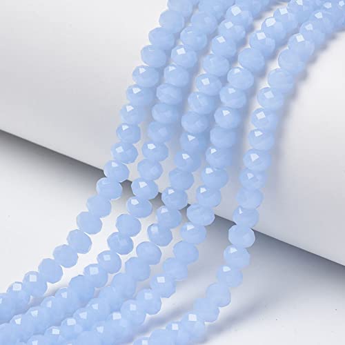 Perlin - 30stk Jade Perlen 8 mm Frosted Blau Rondelle Facettiert Halbedelstein Schmuckperlen für Kette Armband Ring G408 von Perlin
