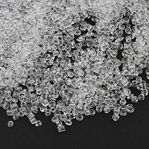 Perlin 450g Rocailles Perlen 2mm Crystal Weiss Klar Transparent Glasperlen Kugel 30000stk 11/0 Textil-Perlen, Bastelperlen, Perlen Zum Auffädeln von Perlin