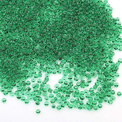 Perlin 450g Rocailles Perlen 2mm Ferngrün Grün Transparent Glasperlen Kugel 30000stk 11/0 Textil-Perlen, Mini-Perlen, Perlen Zum Auffädeln von Perlin