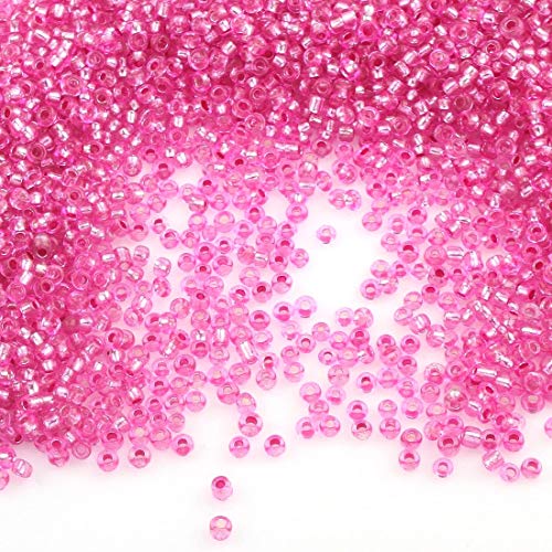 Perlin 450g Rocailles Perlen 2mm Glasperlen Silbereinzug Rosa Kugel 30000stk 11/0 Textil-Perlen, Mini-Perlen Perlen Zum Auffädeln von Perlin