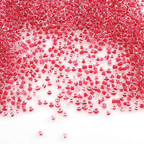 Perlin 450g Rocailles Perlen 2mm Rot-Weiss Innen Farbe Glasperlen Kugel 30000stk 11/0 Perlen Zum Auffädeln von Perlin