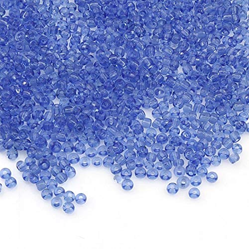 Perlin 450g Rocailles Perlen 2mm Sapphire Blau Transparent Glasperlen Kugel 30000stk 11/0 Saatperlen, Perlen Zum Auffädeln von Perlin