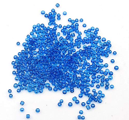 Perlin 450g Rocailles Perlen 3mm, Blau, Transparent Glasperlen Kugel 15000Stk 8/0 Textil-Perlen, Bastelperlen, Hobby Perlen Zum Auffädeln von Perlin