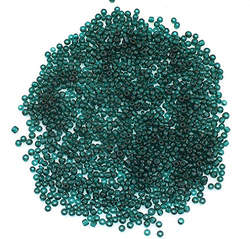 Perlin 450g Rocailles Perlen 3mm, Petrol Grün, Transparent Glasperlen Kugel 15000Stk 8/0 Textil-Perlen, Bastelperlen, Perlen Zum Auffädeln von Perlin