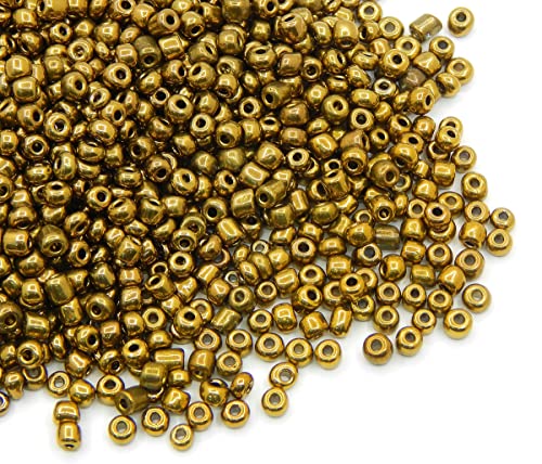 Perlin 450g Rocailles Perlen 3mm Bronze Metallic Glasperlen Kugel 15000Stk 8/0 Textil-Perlen, Mini-Perlen, Bastelperlen, Perlen Zum Auffädeln von Perlin