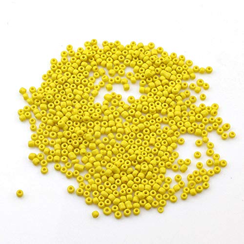 Perlin 450g Rocailles Perlen 3mm Gelb Opak Glasperlen Kugel 15000Stk 8/0 Textil-Perlen, Mini-Perlen, Perlen Zum Auffädeln von Perlin