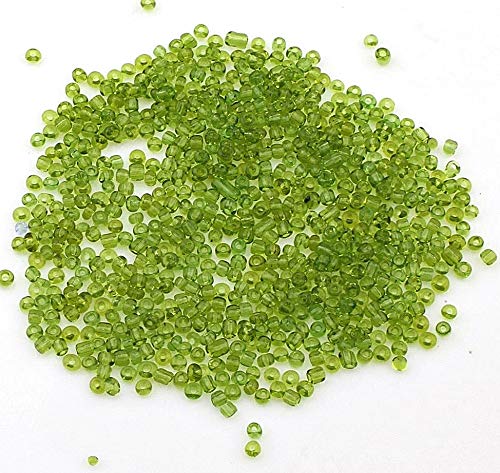 Perlin 450g Rocailles Perlen 3mm Gras-grün, Transparent Glasperlen Kugel 15000Stk 8/0 Textil-Perlen, Bastelperlen, Hobby Perlen Zum Auffädeln von Perlin