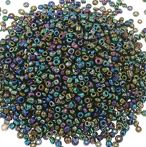 Perlin 450g Rocailles Perlen 3mm Grün Metallic Iris Glasperlen Kugel 15000Stk 8/0 Textil-Perlen, Mini-Perlen, Bastelperlen, Hobby Perlen Zum Auffädeln von Perlin