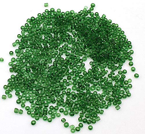 Perlin 450g Rocailles Perlen 3mm Tannen Grün, Transparent Glasperlen Kugel 15000Stk 8/0 Textil-Perlen, Mini-Perlen, Bastelperlen, Hobby Perlen Zum Auffädeln von Perlin