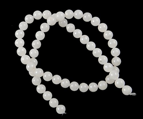 Perlin - 48stk. Weiß Jade Halbedelstein Perlen 8mm Rund Stränge Schmuckstein Schmuckperlen Bastelperlen G79 x2 von Perlin