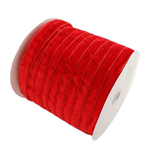 Perlin - 5 Meter Samtband 20 mm Samtborte Schmuckband Schleifenband Zierband Zierborte Borte Band Dekoband Bastelbedarf (Rot) von Perlin