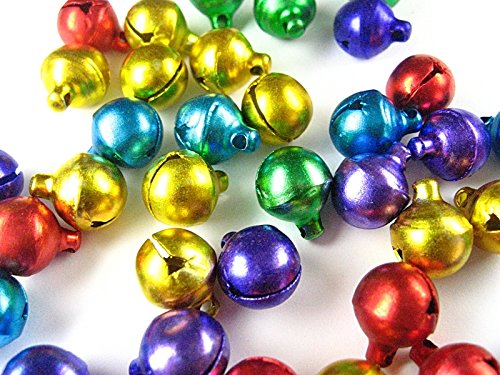 Perlin 500 Glöckchen Glocken Schellen 6mm mit Öse Mix Farbe Bunter Basteln Metallglöckchen, Mini Anhänger M31 Perlin 500 Glöckchen Glocken Schellen 6mm mit Öse Mix Farbe Bunter Basteln Metallglöckchen, Mini Anhänger M31 von Perlin