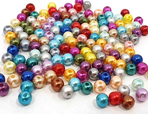 Perlin 500Stk Wachsperlen 8mm Mix Bunte Kunststoff Acryl Perlen Tischdeko Hochzeit Rund Drahtsterne Streudeko Perlmutt Perlensterne Basteln Wachs-Perlen Wax Beads P52 von Perlin