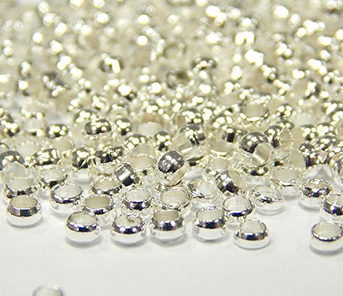 Perlin - 700stk Quetschperlen 2mm Kugel, Verbinder Crimps Messing Metall Beads METALLPERLEN RUND Silber PERLEN M167 x2 von Perlin