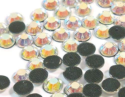 Perlin 720 Stück Hot Fix 6mm Glas Flache Rückseite Strasssteine SS30 HotFix Runde Kristall Edelsteine 5,5~6mm (Crystal AB) von Perlin