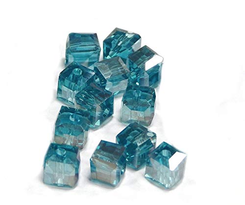 Perlin - 75Stk Kristall Perlen Glasperlen Indicolite Blau AB - 4mm Würfel Schmuckperlen Tschechische CZ Kristallschliffperlen Glasschliffperlen X194 x3 von Perlin