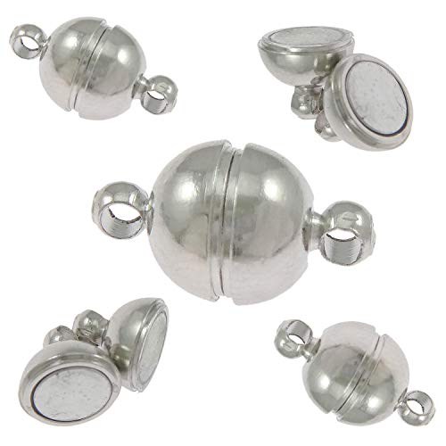 Perlin - 9Stk Magnet Verschluss Kettenverschluß 14 x 8 mm Rund Silber Verschlüsse Verbinder Magnetverschluss Schmuckverschluss Schmuckzubehör - Schmuckherstellung M412A x3 von Perlin