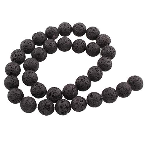 Perlin - Edelstein Lava Perlen 10/8/6/4 mm Rund Lavaperlen Schwarz Stein Naturstein Strang Schmuckperlen Halbedelstein für Schmuck Kette Armband (10mm 38stk 1 Strang) von Perlin