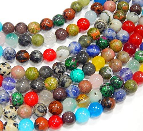 Perlin - Edelstein Mix Strang Perlen 6mm Bastel-Set 60stk Rund Quarz, Aventurin, Bronzit, Amethyst, Jade, Jaspis, Sodalith, Unakit, Türkis, Rubin in Zoisit, Obsidian, Achat G287 Perlin - Edelstein Mix Strang Perlen 6mm Bastel-Set 60stk Rund Quarz, Aventurin, Bronzit, Amethyst, Jade, Jaspis, Sodalith, Unakit, Türkis, Rubin in Zoisit, Obsidian, Achat G287 von Perlin