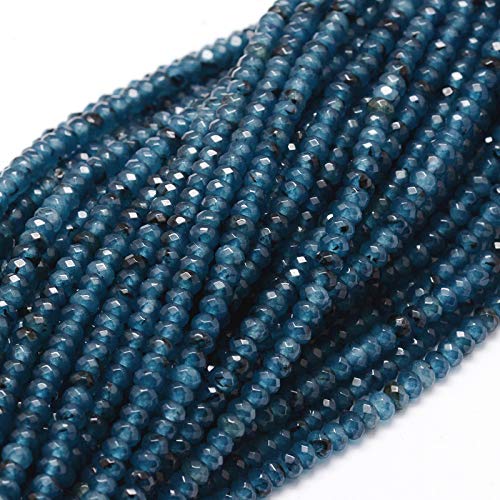 Perlin Edelstein Perlen Achat Stein 4mm Marine Blau 30Stk Facettiert Rondelle Edelsteine Halbedelstein Schmuckperlen Schmuckstein von Perlin