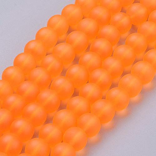 Perlin - Gefrostete Glasperlen Orange Rund 10mm Matt Strange Vereist Perle R61 x2 von Perlin