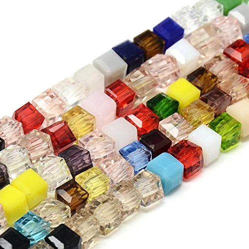 Perlin - Glasperlen Kristall Perlen Bunte Mix Set 4mm 6mm 8mm Würfel Böhmisch Tschechische Glasschliffperlen Perle mit Loch zum auffädeln (4mm x 4mm 75 Stück) von Perlin