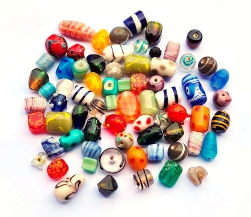 Perlin Glasperlen Lampwork Perlen zum auffädeln 500g Fancy Perlenset zum Schmuckherstellung Schmuckperlen mit Loch für Basteln Armbänder und Halsketten von Perlin