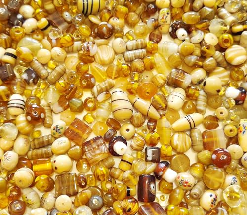 Perlin Glasperlen Lampwork Perlen zum auffädeln 500g Perlenset für Schmuckherstellung Glasperlen mit Loch für Basteln (Braun) von Perlin
