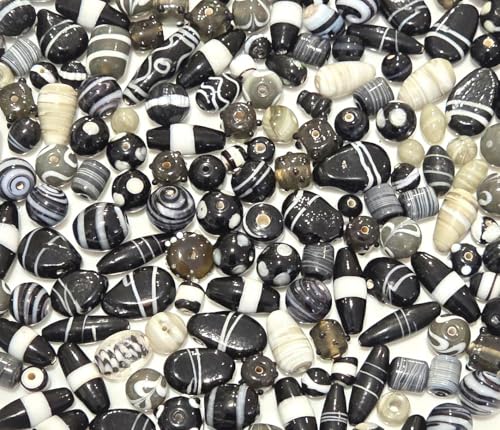Perlin Glasperlen Lampwork Perlen zum auffädeln 500g Perlenset für Schmuckherstellung Glasperlen mit Loch für Basteln (Schwarz) von Perlin