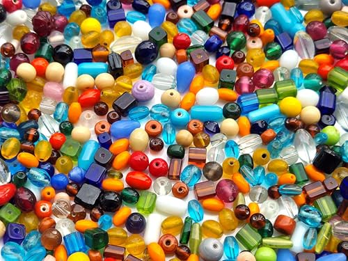 Perlin Glasperlen Lampwork Porzellan und Kristall Perlen zum auffädeln 500g Perlenset zum Schmuckherstellung Perlenmischung mit Loch für Basteln Armbänder und Halsketten von Perlin