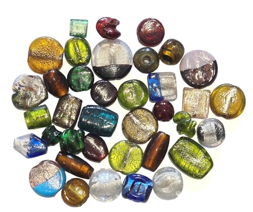 Perlin Glasperlen Lampwork große Perlen zum auffädeln 500g Perlenset zum Schmuckherstellung Silberfolien-Perlenmischung mit Loch für Basteln Armbänder und Halsketten Perlin Glasperlen Lampwork große Perlen zum auffädeln 500g Perlenset zum Schmuckherstellung Silberfolien-Perlenmischung mit Loch für Basteln Armbänder und Halsketten von Perlin