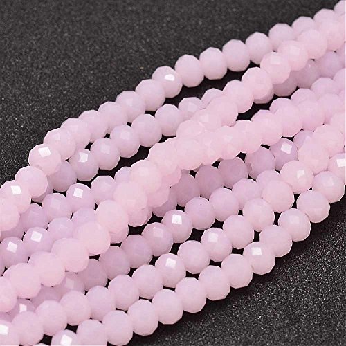 Perlin - Halbedelstein Jade-Stein Perlen 60Stk 6 x 4 mm Frosted Rosa Rondelle Facettiert Schmuckperlen Schmuckstein G521 x3 von Perlin