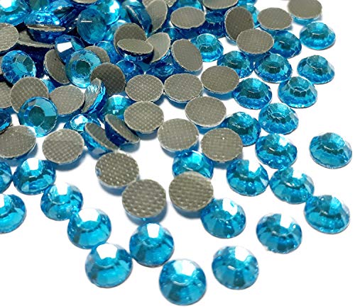 Perlin Hot Fix 4mm Glas Flache Rückseite Strasssteine SS16 2880 Stück Hotfix Steine Runde Kristall Edelsteine (Blau Aquamarine) von Perlin