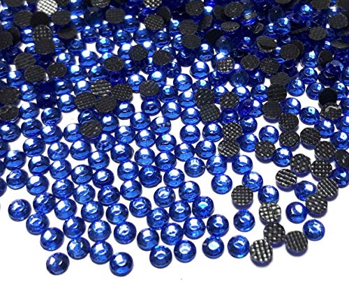 Perlin Hot Fix 4mm Glas Flache Rückseite Strasssteine SS16 2880 Stück Hotfix Steine Runde Kristall Edelsteine 3,4~4mm (Sapphire Blau) von Perlin