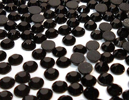 Perlin Hot Fix 4mm Glas Flache Rückseite Strasssteine SS16 2880 Stück Hotfix Steine Runde Kristall Edelsteine 3,4~4mm (Schwarz Jet) von Perlin