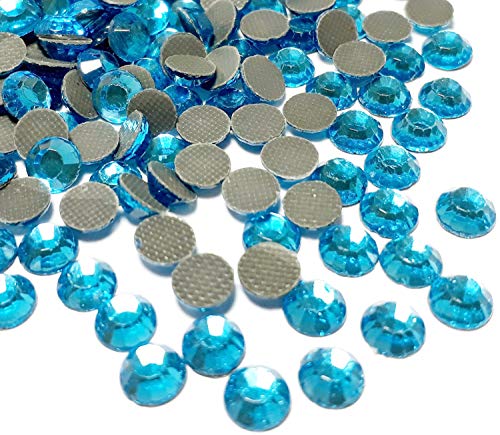 Perlin Hotfix 5mm Flatback Rückseite Strasssteine SS20 1440 Stück Glas Steine Runde Kristall Edelsteine 4,4~5mm (Blau Aquamarine) von Perlin