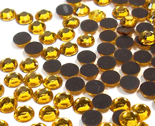 Perlin Hotfix 5mm Flatback Rückseite Strasssteine SS20 1440 Stück Glas Steine Runde Kristall Edelsteine 4,4~5mm (Gold) von Perlin