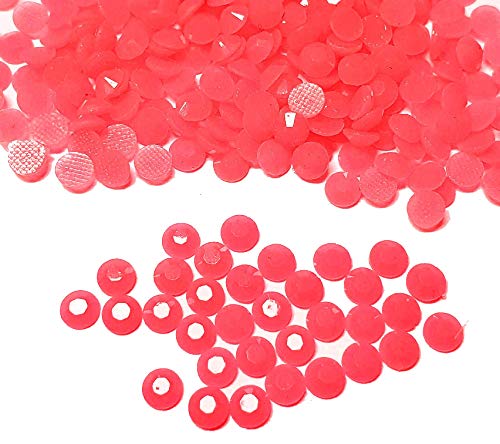 Perlin Hotfix Steine Set 3mm,Resin zum aufbügeln, 1000stk, Epoxy Neon Farben, SS10, Hotglue, Glitzersteine Perlen, Hotglue Halbperle (Pink) von Perlin