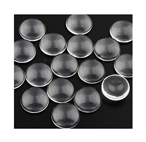 Perlin - Klar Glas Cabochon 25mm 40stk Rund Transparent Dekoration Schmuckherstellung Glaskuppel Cabochons DIY-Schmuck R205 x2 von Perlin