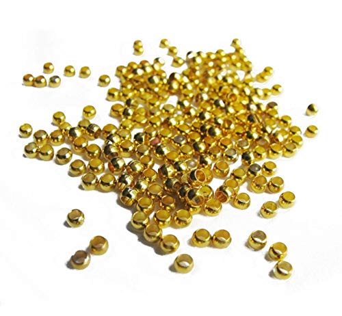 Perlin - Quetschperlen Crimps Perlen Rund 2mm 700stk Messing Metall Gold Farbe für Schmuckherstellungs Schmuck Zubehör von Perlin