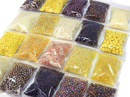 Perlin Rocailles Glasperlen Indianer Perlen Saatperlen Braun Gold Topas Gelb Set 2mm 3mm 4mm 6mm Glas 20 Pack 400g AM20 Perlin Rocailles Glasperlen Indianer Perlen Saatperlen Braun Gold Topas Gelb Set 2mm 3mm 4mm 6mm Glas 20 Pack 400g AM20 von Perlin