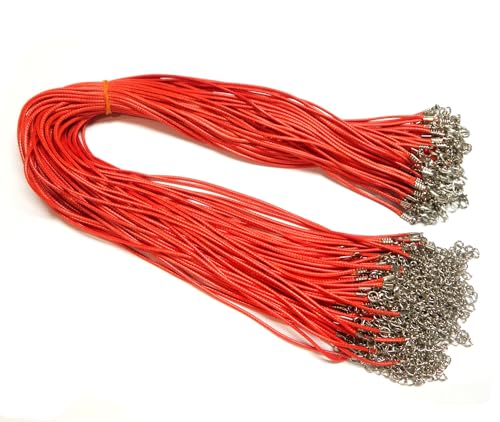 Perlin Schmuckband Halsband Farbe Rot 46cm Baumwollekordel Gewachst 1,5mm, 30stk Halskette Geflochtet mit Silber Karabiner Verschluss Perlin Schmuckband Halsband Farbe Rot 46cm Baumwollekordel Gewachst 1,5mm, 30stk Halskette Geflochtet mit Silber Karabiner Verschluss von Perlin