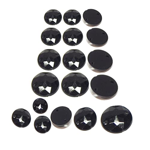 Strasssteine zum aufnähen Glitzersteine zum annähen Runde Schwarz Set Kristall Acrylsteine Flatback für Kleidungsstück Basteln Kleidung und Tasche Deko (12mm 100 Stück) von Perlin