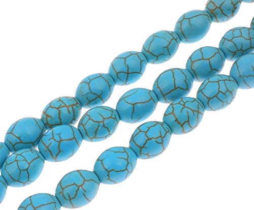Perlin - Türkis Halbedelstein Perlen 12mm Oval Türkis Blau 1 Strang Schmuckperlen Schmuckstein für DIY Kette Bastelset G589 Perlin - Türkis Halbedelstein Perlen 12mm Oval Türkis Blau 1 Strang Schmuckperlen Schmuckstein für DIY Kette Bastelset G589 von Perlin