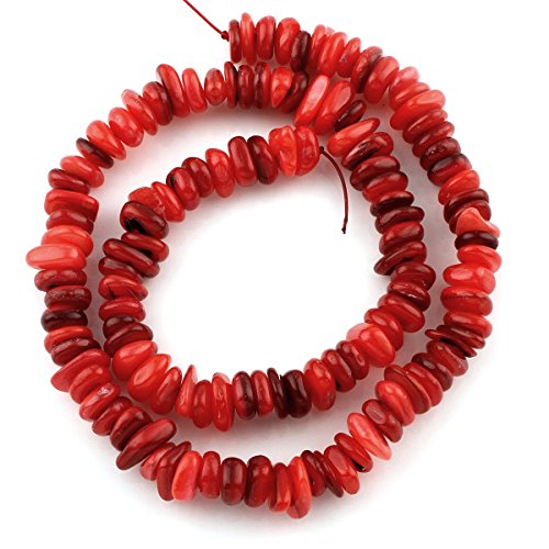 Perlmuttperlen, Muschelperlen, Rot, 10mm 40Stück Perlmutt Perlen Chipsform, für Kette, Armband, Schmuck P142 von Perlin